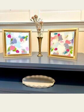 Original Acrylic on Canvas Paintings Set of 2 Ready to Hang